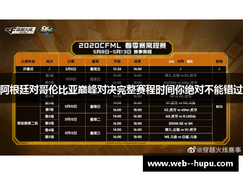 阿根廷对哥伦比亚巅峰对决完整赛程时间你绝对不能错过